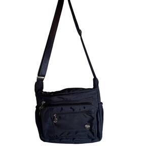 Jiel Shi Fashion Multi-Pocket Blue Nylon Tote Purse Crossbody Adjustable Strap